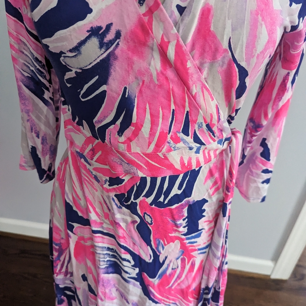Women's Lilly Pulitzer Medium Elimia Wrap Dress True Paradise Point - Picture 4 of 6